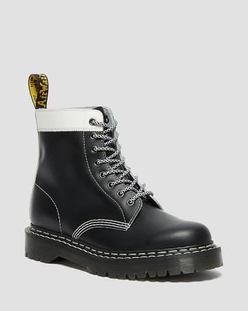 Dr Martens 1460 Pascal Bex Læder Contrast Snørestøvler Dame Sort Hvide | DK 178JPQ